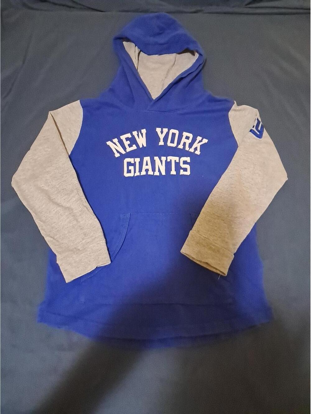 Offical NFL Boys Size 7 NY Giants Hooded Tshirt‎ with Front Pocket Football